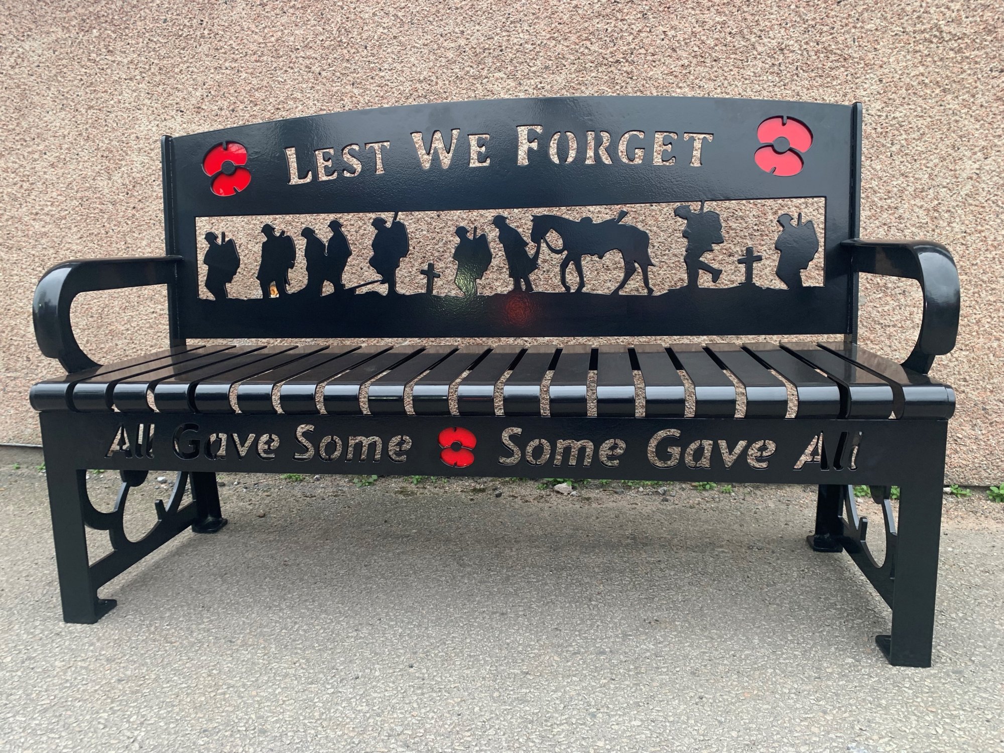 Memorial bench fabricated to client requirements.