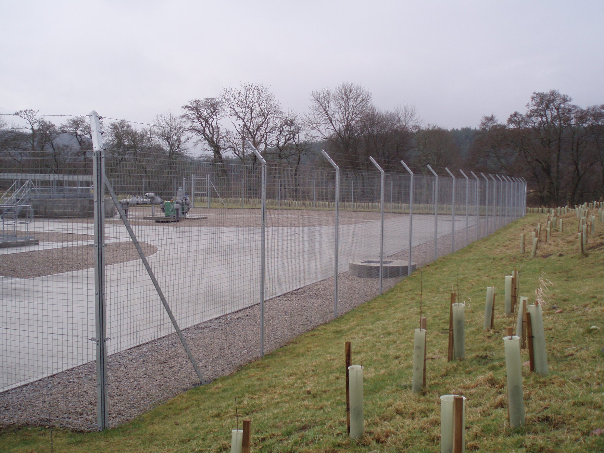 Welded mesh security fence.